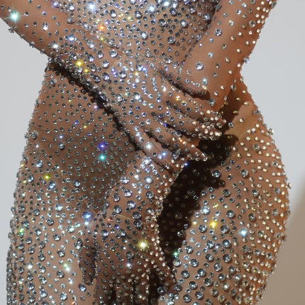 Full-Length Rhinestone Mesh Bodysuit