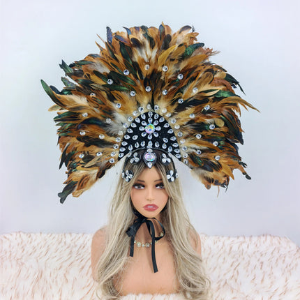 Carnival-Themed Artificial Feather Headdress & Cosplay Crown Prop