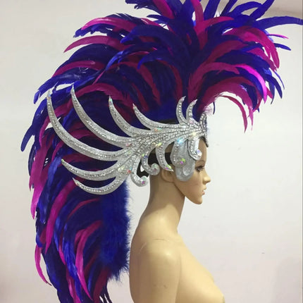 The Stardust Dynasty – Majestic Velvet & Feather Samba Masquerade Crown
