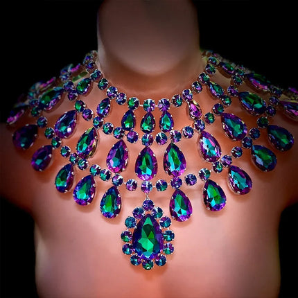 Multicolored Rhinestone Statement Necklace