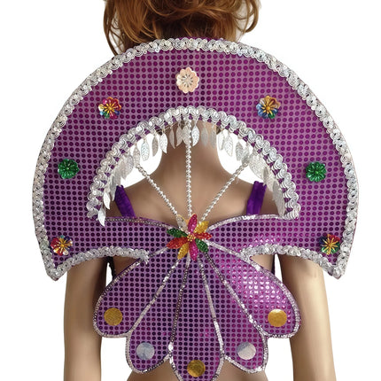 Sequined Butterfly-Style Costume Backpiece with Draped Chain