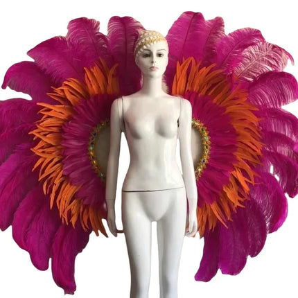Two-Tone Feather Wing Backpiece Stage Costume Accessory