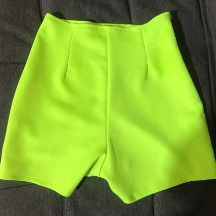 Fluorescent Neon Green High-Waisted Pole Dance & Gogo Hot Shorts Costume