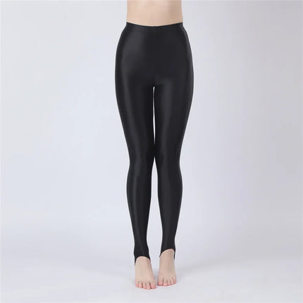 Thin Sheer Oil Glossy High-Stretch Pencil Pants Candy Color Yoga Leggings