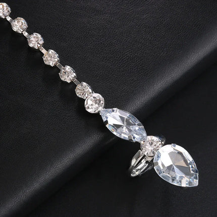 Sparkly Glass Crystal Five-Finger Bracelet Hand Harness Stage Performance Jewelry