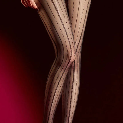 Striped Oil Glossy Sheer High-Waist Shaping Pantyhose Shiny Dance Tights
