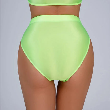 High-Waist Oil Glossy Sheer G-String Thong Satin Smooth Seamless Briefs