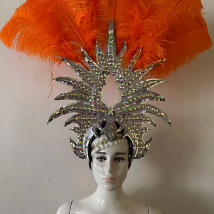 The Stardust Majestic Feather Crown – Carnival & Cabaret Stage Headdress