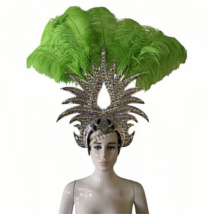 The Stardust Majestic Feather Crown – Carnival & Cabaret Stage Headdress