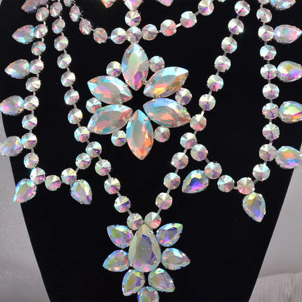 Oversized Crystal Gemstone Statement Choker Necklace Drag Queen Pageant Jewelry