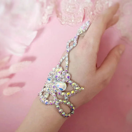 AB Rhinestone Hand Chain Bracelet