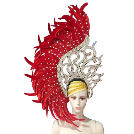 The Stardust Samba Radiance – Elegant Feathered Stage & Carnival Headdress