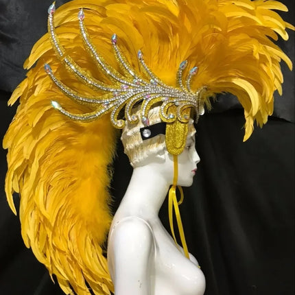 The Stardust Dynasty – Majestic Velvet & Feather Samba Masquerade Crown