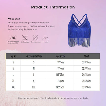 V-Neck Crisscross Back Tassel Fringe Crop Top Latin Salsa Dance Costume