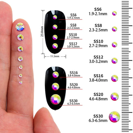 SS6-SS30 Mocha Shimmer White Glass Flatback Non-hotfix Rhinestones
