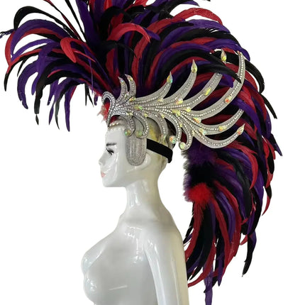 The Stardust Dynasty – Majestic Velvet & Feather Samba Masquerade Crown