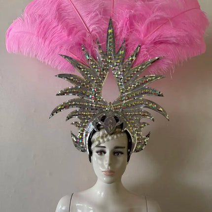 The Stardust Majestic Feather Crown – Carnival & Cabaret Stage Headdress