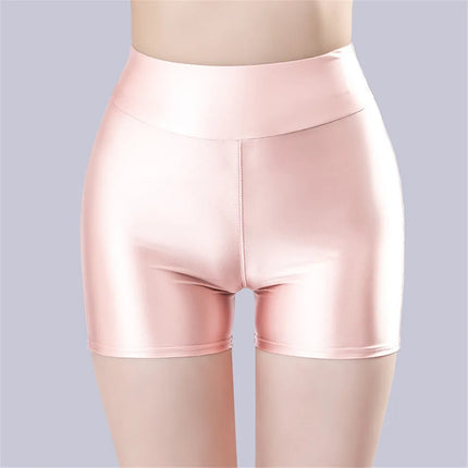 Smooth Shiny Satin Wet-Look Booty Shorts Candy Color Safety Shorts