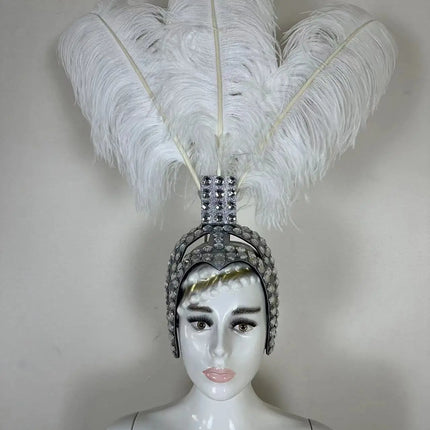 The Stardust Azure Sovereign – Royal Blue Feather Samba Carnival Headdress