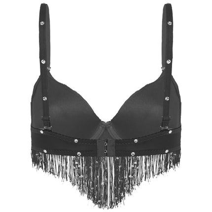 The Stardust Oasis Sirena – Sequined Tassel & Rhinestone Push-Up Belly Dance Bra Top