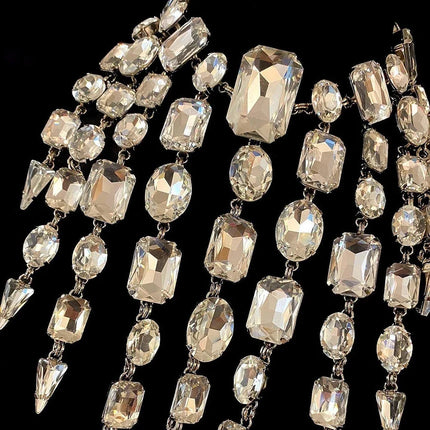 Square Rhinestone Crystal Tassel Fringe Jewelry Set
