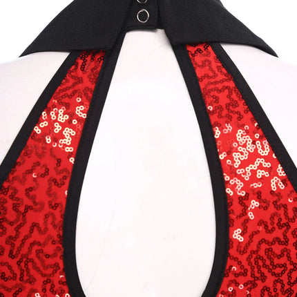 Women's Shiny Sequin Sheer Mesh Feather Latin Jazz Dance Bodysuit