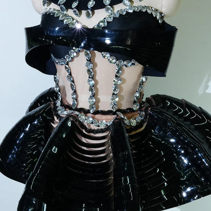 The Stardust Midnight Cabaret Cage Set – Luxury Rhinestone Showgirl Costume