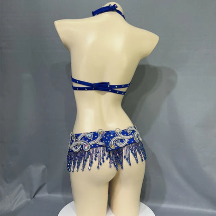 The Stardust Oasis Sirena – Deluxe Crystal & Beaded Belly Dance Bra & Belt 2-Piece Costume Set