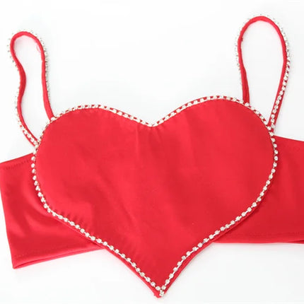 Scarlet Sweetheart Crop Camisole Sculpted Red Bustier Party Bralette Top