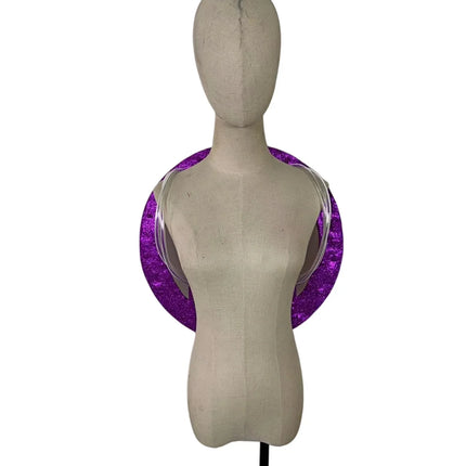 Rhinestone-Embellished Feather Backpiece Frame with Harness