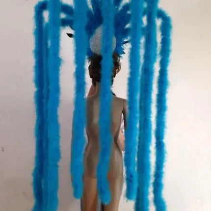 The Stardust Extravaganza Carnival Headdress – Rhinestone & Feather Showgirl Crown