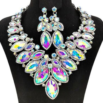 Rhinestone Drop Necklace & Earring Set