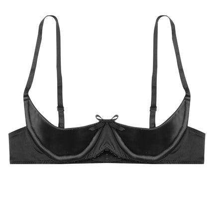 Satin Underwire Half-Cup Push-Up Bra