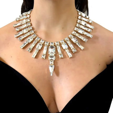 Geometric Glass Rhinestone Necklace
