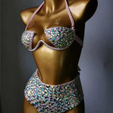 The Venus Horizon Rhinestone Bikini – Premium Crystal Triangle Showgirl Set