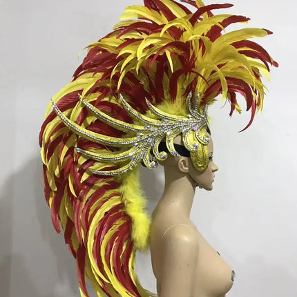 The Stardust Dynasty – Majestic Velvet & Feather Samba Masquerade Crown