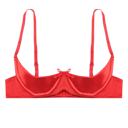 Satin Underwire Half-Cup Push-Up Bra