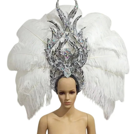 FASHIONABLE AND EXQUISITE HEADDRESS FEATHERS SAMBA DANCE CARNIVAL HALLOWEEN PARTY LATIN DANCE BAR PERFORMANCE HAT MASQUERADE