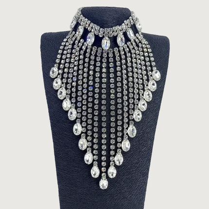 Rhinestone Tassel Fringe Necklace