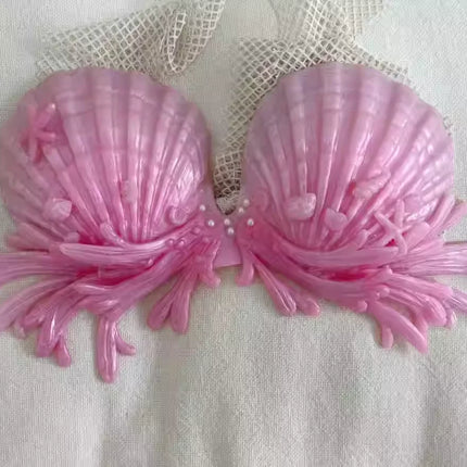 Realistic Woven Star Silicone Mermaid Bra Strapless Underwater Photoshoot Costume Top