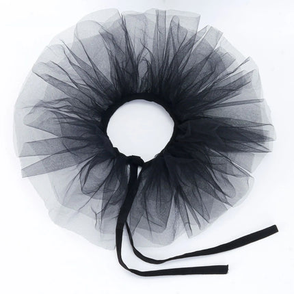 Fluffy Mesh Clown Ruff Collar & Vintage Masquerade Circus Costume Accessory