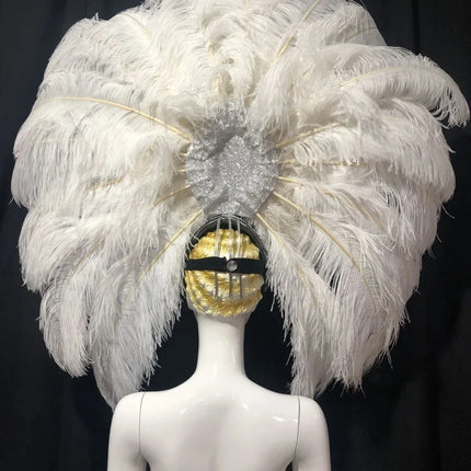 The Stardust Dionysia – Elegant Faux Fur & Rhinestone Samba Carnival Headdress
