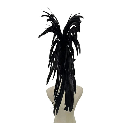 The Stardust Dark Empress – Premium Black Feathered Carnival & Gogo Headdress