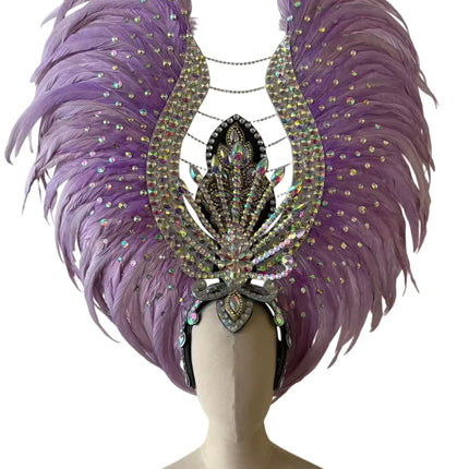 The Stardust Aurora Feather Headdress – Light Purple Cabaret & Carnival Crown