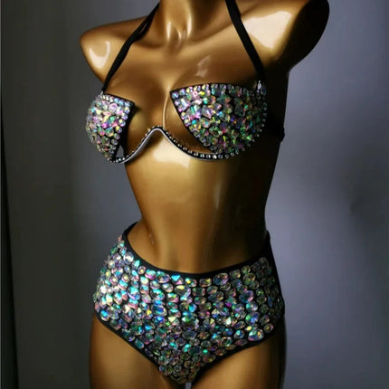 The Venus Horizon Rhinestone Bikini – Premium Crystal Triangle Showgirl Set