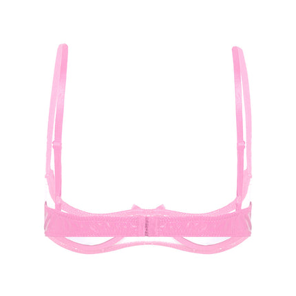 Patent Leather Underwired Open-Cup Bra