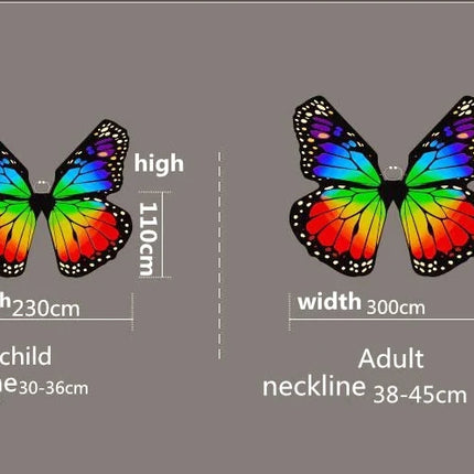 Vibrant Butterfly Belly Dance Wings with Telescopic Sticks Set