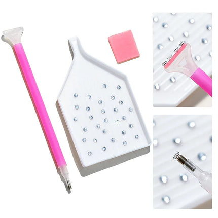 3PC Rhinestone Pen Tool Set with Tray and Wax Pad
