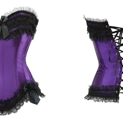 Lace Overlay Boned Overbust Corset Bustier Top Plus Size Body Shaper