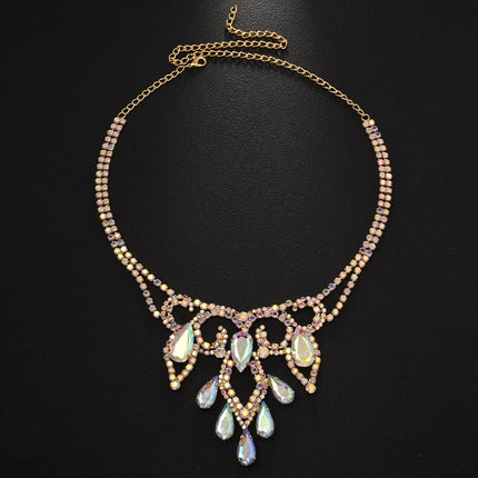 AB Rhinestone Water Drop Necklace
